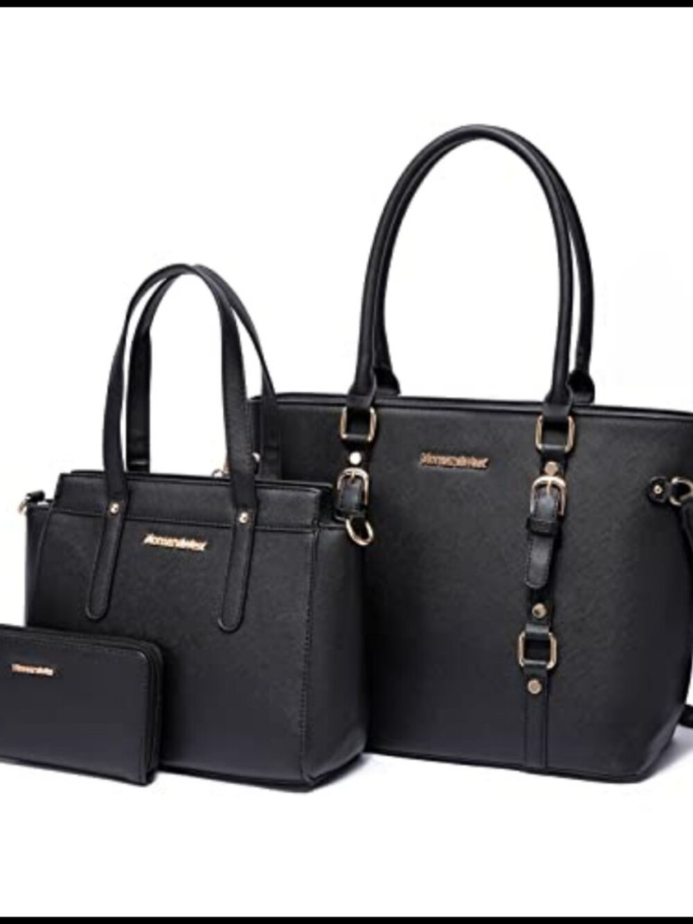 PU Leather 3Pc Tote Bag Wallet Set Satchel Shoulder Handbag